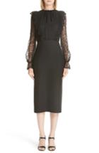 Women's Valentino Lace Bodice Wool & Silk Sheath Dress Us / 42 It - Black