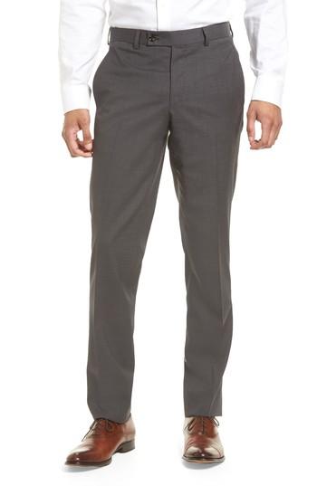 Men's Ted Baker London Jefferson Flat Front Wool Trousers R - Grey