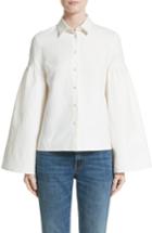 Women's Co Linen & Cotton Puff Sleeve Top - Ivory