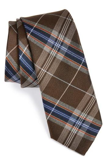 Men's 1901 'z-plaid' Silk Tie, Size - Brown