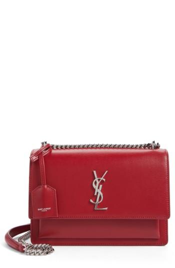 Saint Laurent Medium Sunset Calfskin Shoulder Bag - Black