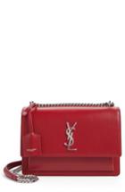 Saint Laurent Medium Sunset Calfskin Shoulder Bag - Black
