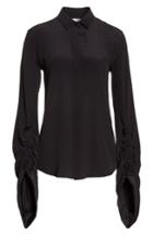 Women's Saint Laurent Exaggerated Sleeve Silk Blouse Us / 42 Fr - Black