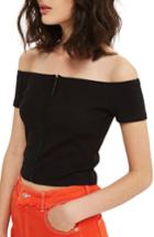 Women's Topshop Crop Off The Shoulder Top Us (fits Like 0) - Black