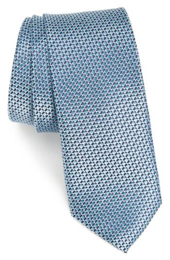 Men's Nordstrom Men's Shop Iris Solid Silk Skinny Tie, Size - Blue/green