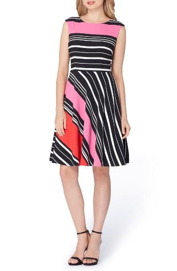 Women's Tahari Stripe Fit & Flare Dress