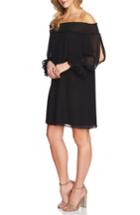 Women's Cece Shiloh Off The Shoulder Split Sleeve Shift Dress - Black