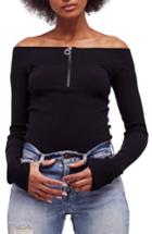 Women's Free People Zip To It Off The Shoulder Top - Black