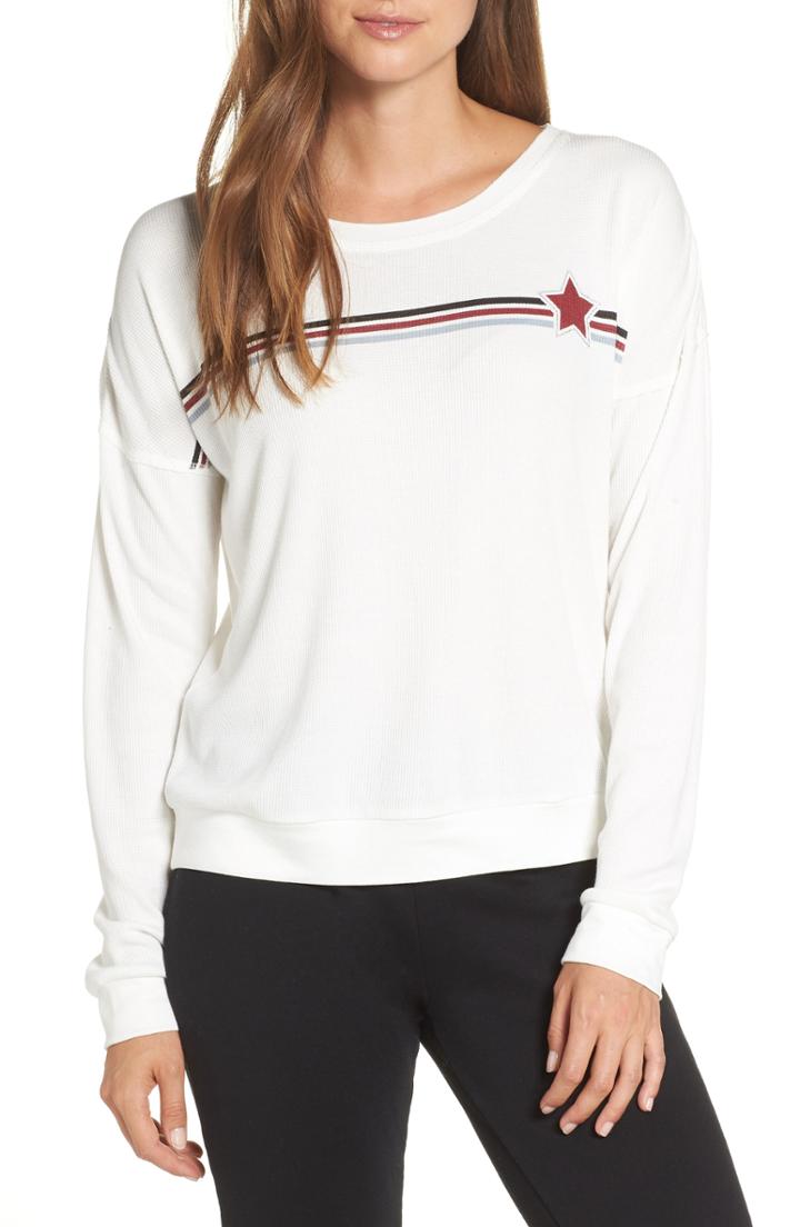 Women's Pj Salvage Ringer Thermal Tee, Size Xxl - Ivory