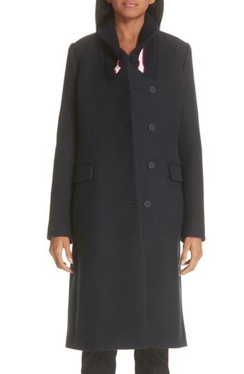 Women's Stella Mccartney Knit Collar Wool Coat Us / 38 It - Blue
