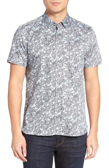 Men's Ted Baker London Kryko Extra Slim Fit Print Sport Shirt (m) - Blue