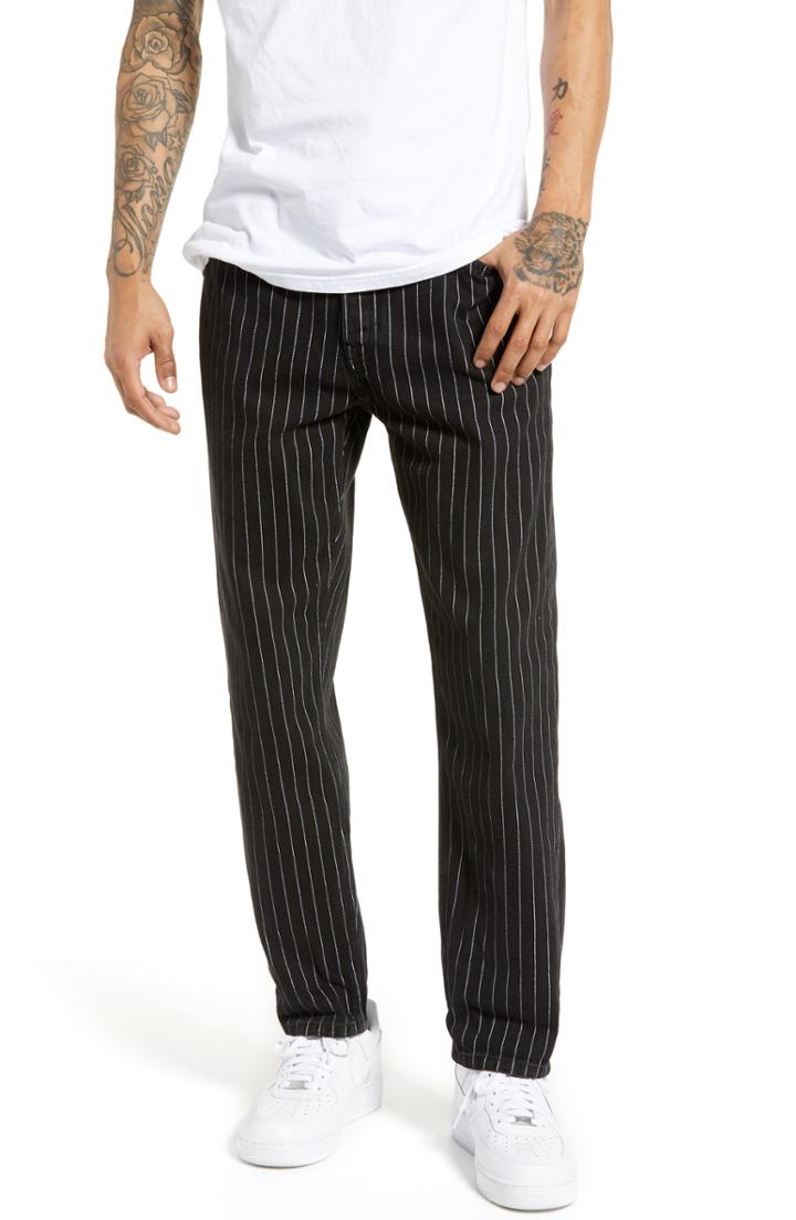 Men's Topman Pinstripe Original Fit Jeans X 32 - Black