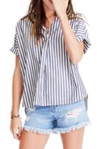 Women's Madewell Stripe Courier Shirt, Size - Blue