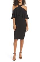 Women's Tadashi Shoji Pintuck Cold Shoulder Dress - Black