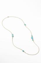 Women's David Yurman Chatelaine Long 18k Gold Necklace With Turquoise