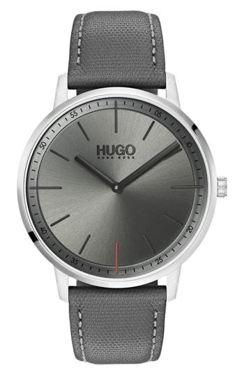 Men's Boss Exist Leather Strap Watch, 40mm