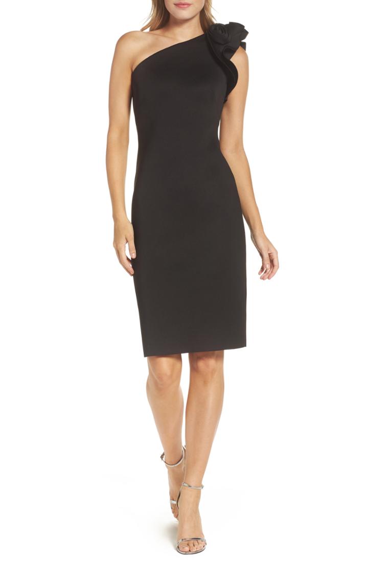 Women's Eliza J One-shoulder Sheath Cocktail Dress - Black