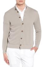 Men's David Donahue Stonewash Cotton Cardigan - Grey