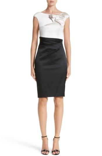 Women's Talbot Runhof Bateau Neck Stretch Satin Column Gown - Black