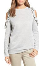 Women's Caslon Ruffle Trim Cold Shoulder Sweatshirt - Grey