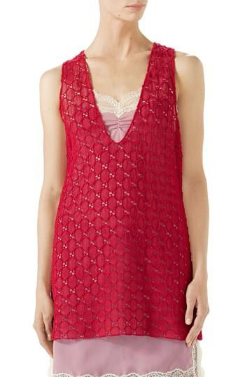 Women's Gucci Gg Macrame Top Us / 38 It - Red