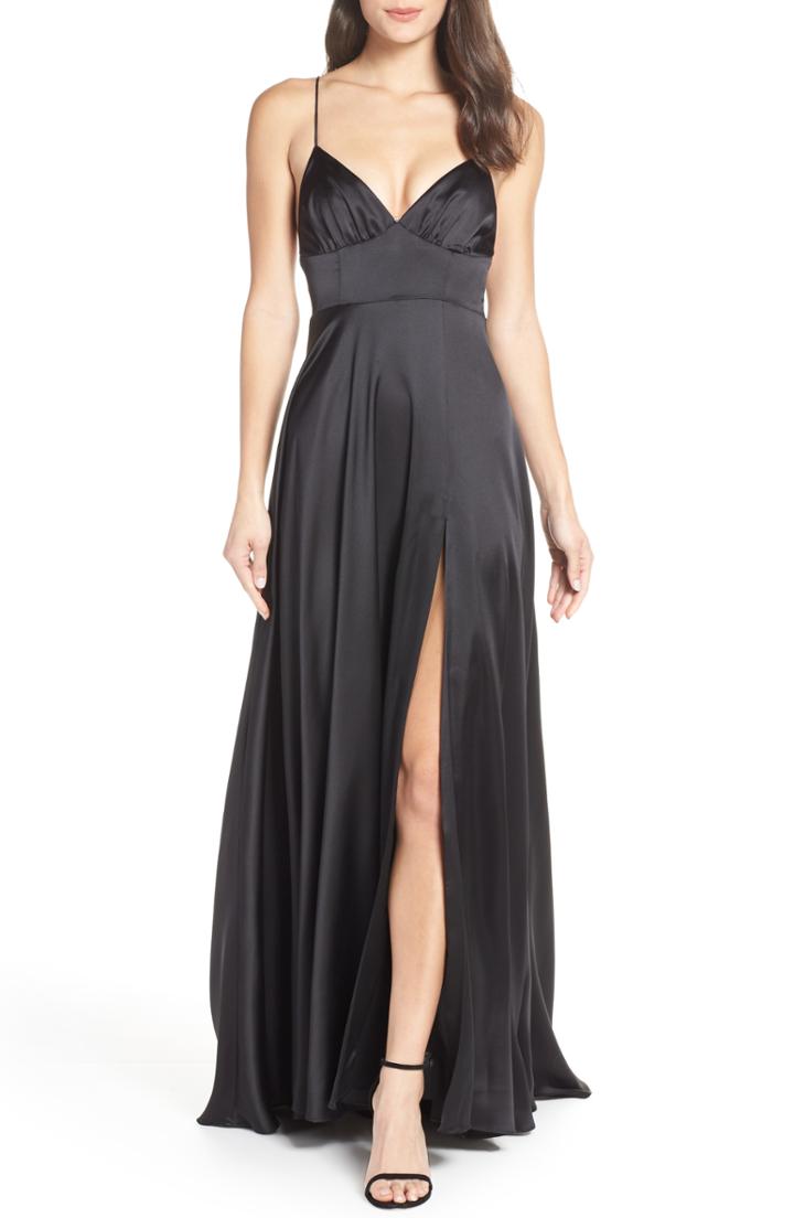 Women's Fame And Partners The Margit Satin Evening Dress - Black
