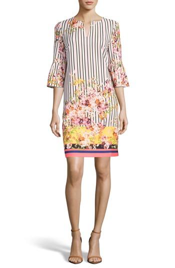 Women's Eci Floral & Stripe Shift Dress - Pink