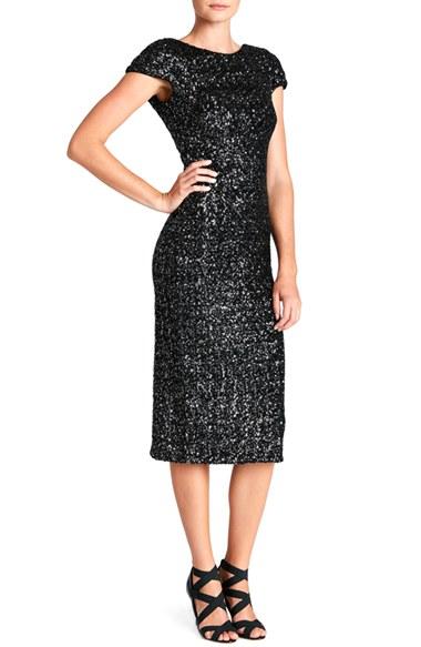 Women's Dress The Population 'marcella' Open Back Sequin Body-con Dress - Black