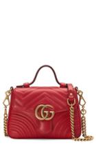 Gucci Marmont 2.0 Leather Top Handle Bag - Red