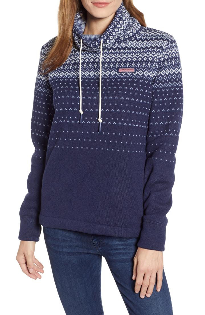 Women's Vineyard Vines Fair Isle Fleece Pullover - Blue