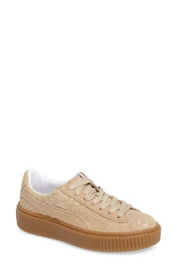 Women's Puma Exotic Skin Platform Sneaker M - Beige