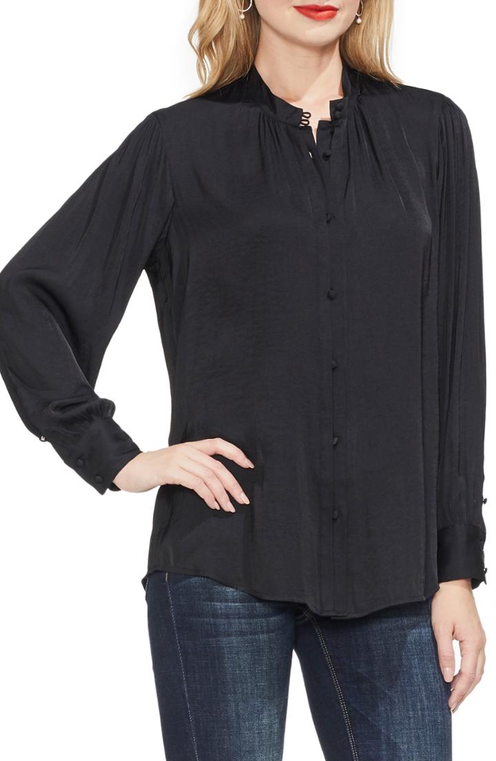 Women's Vince Camuto Pintuck Rumple Blouse - Black