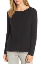 Petite Women's Caslon Back Zip High/low Sweater, Size P - Black
