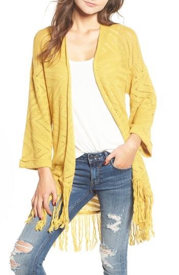 Women's Bp. Fringe Cardigan, Size - Green
