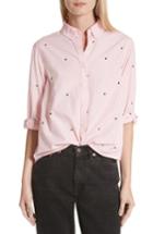 Women's The Great. The Swing Oxford Embroidered Shirt - Pink