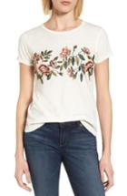 Women's Lucky Brand Rose Embroidered Tee - White