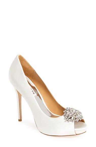 Women's Badgley Mischka 'jeannie' Crystal Trim Open Toe Pump M - White