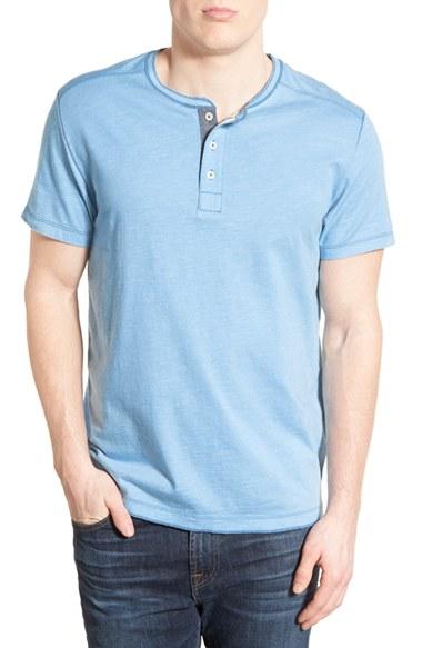 Men's Jeremiah 'abel' Short Sleeve Slub Cotton Henley, Size - Blue