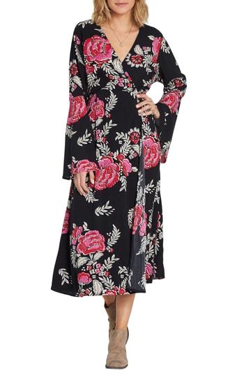 Women's Billabong Floral Whispers Floral Midi Dress - Black