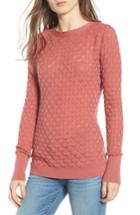 Women's Hinge Back Tie Pointelle Pullover, Size - Pink