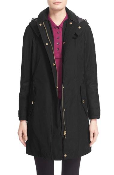 Women's Burberry Hartlington Hooded Cotton Blend Parka - Black