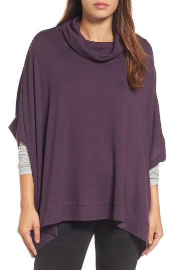 Women's Caslon Cowl Neck Poncho, Size - Purple