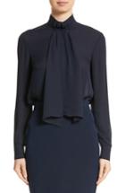 Women's St. John Collection Scarf Neck Tie Blouson Sleeve Blouse