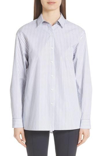 Women's Lafayette 148 New York Jessie Stripe Shirt - Blue