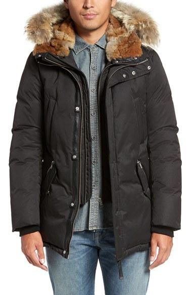 Men's Mackage 'edward' Down Parka With Genuine Coyote And Rabbit Fur Trim