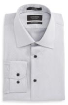 Men's Nordstrom Men's Shop Extra Trim Fit No-iron Herringbone Dress Shirt .5 - 32/33 - Grey