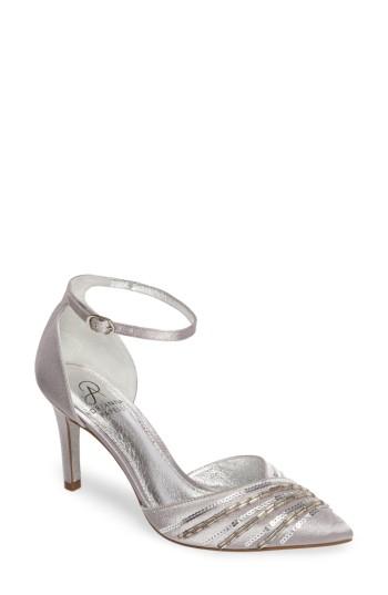 Women's Adrianna Papell Helma Beaded Pointy Toe Pump .5 M - Grey