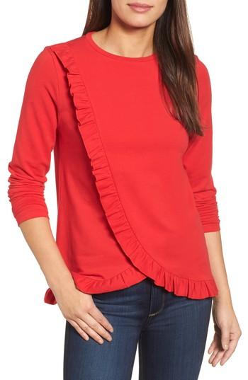 Women's Halogen Ruffle Wrap Top - Red