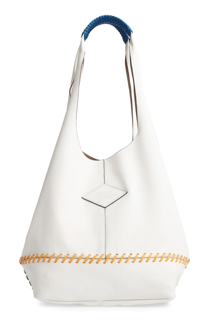 Rag & Bone Camden Whipstitch Leather Shopper - White