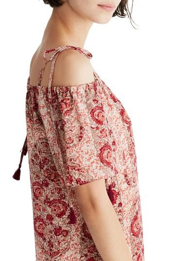 Women's Madewell Cold Shoulder Silk Dress - Pink